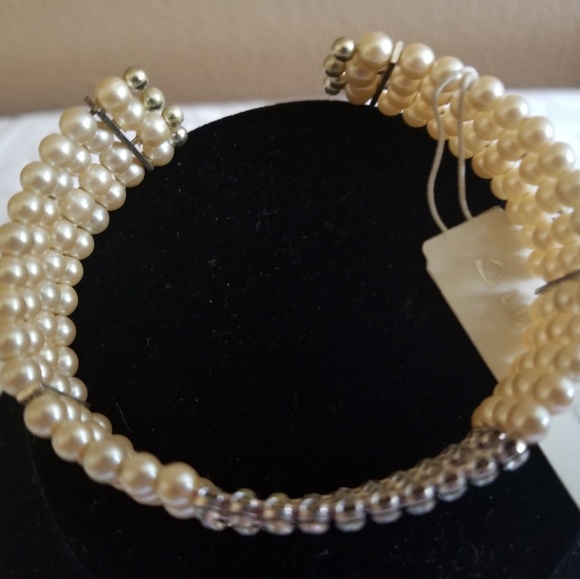 Liz Claiborne Faux Pearl Cuff Bracelet - Picture 3 of 3
